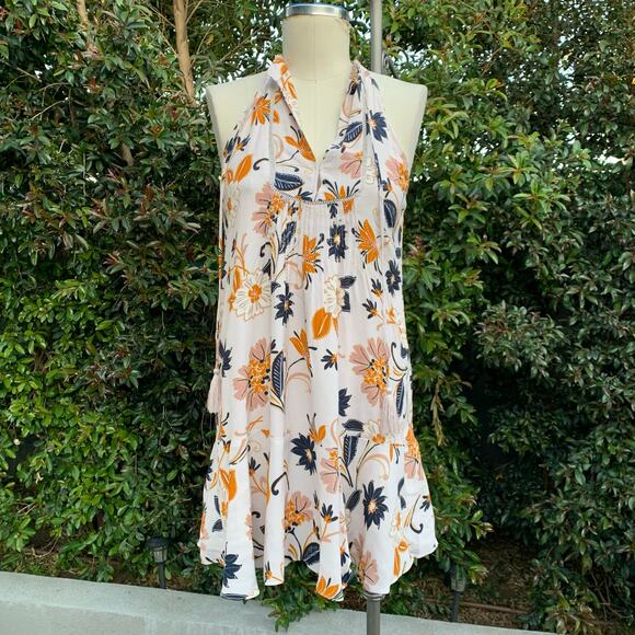 New with tags Olivaceous Floral Sleeveless Retro Pink Orange Short Dress - Picture 1 of 8